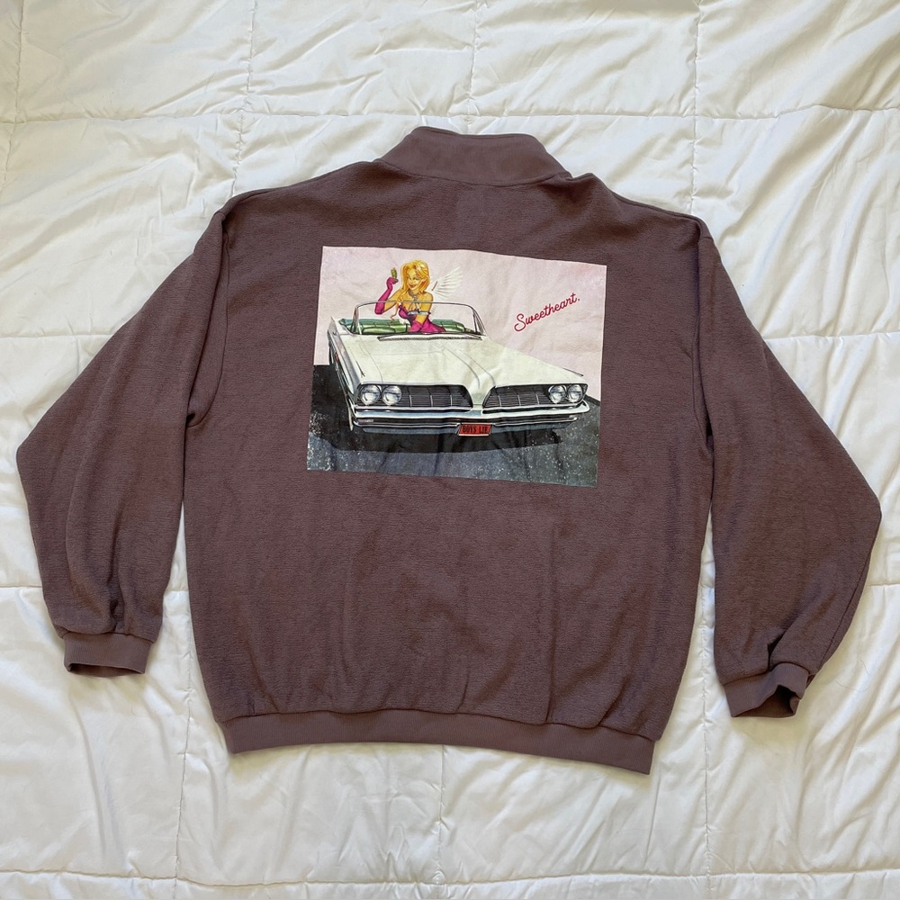 Boys Lie Sweetheart Sweatshirt Oversized Pinup Hot Rod Mauve Brown Women’s L XL